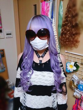 クレイジービッチ(CLAY G BITCH) 仙台エクステ 原色ストレート ラベンダー へそ下スーパーロング