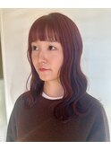 【増田】レッドブラウン×ミディアムウェーブ