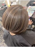 ダブルカラー＋ブリーチハイライトグレージュ