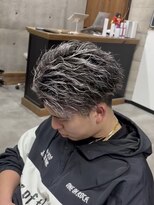 イーラ(era) メンズパーマホワイトメッシュ縦落ちツイスパマッシュ