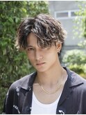 難波ツイストパーマメンズスパイラルパーマフェザーショート色気