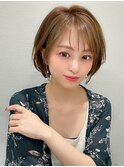 耳かけショートボブ似合わせカット30代40代チェリーブラウン