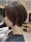 表参道髪質改善カラーウルフショートカットベージュアッシュ50代