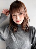 愛されサイドバングくせ毛風カールデザインカラーこなれヘア