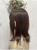 ナチュラルモードハイライトエアタッチピンクカラー外はね小顔