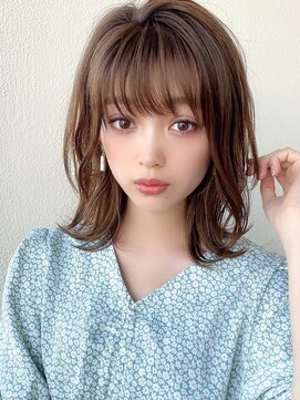 シルクレイ 吉祥寺店(Silk-lei) 大人かわいいフェザーバングカーキグレージュボブ30代吉祥寺