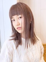 ピンクベージュ_外ハネボブセクションカラー_58553