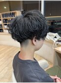 落ちる黒 ダークグレー 刈り上げフォワードマッシュ ツイスパ