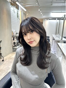 ヴィオットバイサロン(Viot by Salon) 小顔ブリーチなし黒髪ネビージュワンレンローレイヤーボブルフ