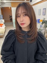 ハニーシブヤ(HONEY shibuya)&nbsp;ミディアムレイヤー/シャギーカット/ココアブラウン/韓国2