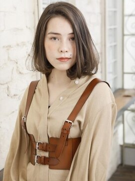 ミンクス 銀座店(MINX) モノトーングレージュで透け感ストレートボブ