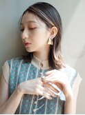 外ハネミディ_オリーブカラーハイライトカラー_98050