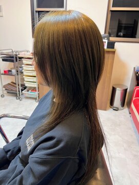 オンリー(ONLY) ロングウルフ×イルミナオリーブ×インナーミルクティーベージュ