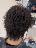 メンズウルフ×ウルフパーマ×波巻きパーマ