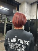 メンズマッシュウルフカットダブルカラーレッド