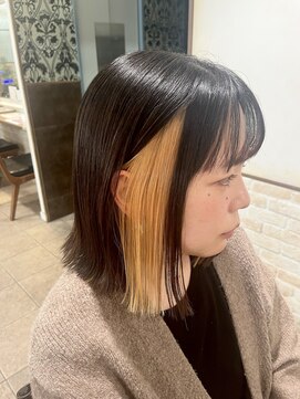 ネオリーブカップ 町田店(Neolive capu) ボブ×デザインカラー☆オレンジベージュ☆