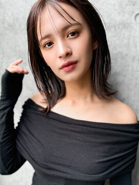 エインアンリー 明治神宮前(AIN.ANLY.) 3くびれヘアプリコットオレンジハイライトカラーボブパーマ小顔