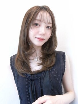 ソレイユトウキョウシブヤ(SOLEIL TOKYO shibuya) ミディアム顔まわりレイヤー韓国オルチャン艶ブラウン