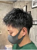 119. ニュアンスパーマ/卵型/刈り上げ/黒髪/マッシュ