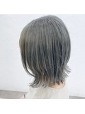 外ハネボブこなれミディダークアッシュハイライト/横浜