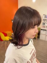 サボン ヘア デザイン カーザ(savon hair design casa+) くびれミディアム/ピアスカラーインナーピンク