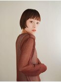 ミディアムヘア/斜めバング/グレージュカラー/甲府駅