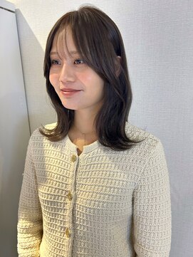 アム(amu) シースルーバング/くびれミディアム/グレージュ/レイヤーカット