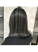 細めハイライト白髪ぼかしダークグレージュ