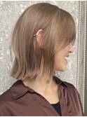 渋谷ブリーチカラータッセルボブミルクティーベージュカラー韓国