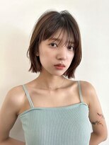カフネ(cafne) 切りっぱなしボブ/顔まわりレイヤー/アッシュグレージュ