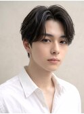 爽やか韓国風ニュアンスナチュラルパーマセンターパート清潔感