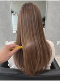 髪質改善カラー×艶ベージュ ロングストレート