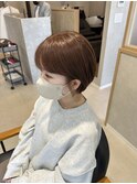 柔らかブラウンカラー×丸みショート
