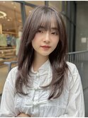 くびレイヤー/レイヤーカット/顔周りカット/グレージュ/20代30代