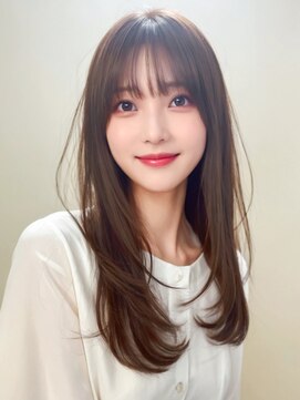 ルエ(rue) ミディアムレイヤーカットストレートロングウルフカットベージュ