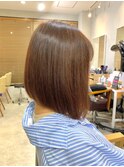 前下がりぱつっとボブ艶カラー結べるボブナチュラルブラウン
