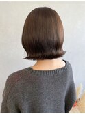 くびれミディアムボブシアーベージュカラー＊ウェーブ巻き