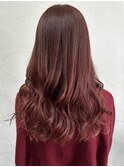 チェリーピンク 美髪 20代 ブリーチなしダブルカラー 暖色カラー