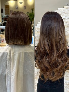 アンククロス 表参道(ANKH CROSS) 【ビフォーアフター】シールエクステ×カラー 巻き髪カール