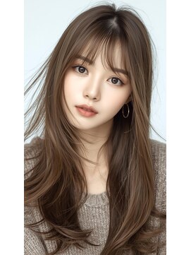 熊本/韓国セミロング×レイヤーカット×透明感カラー