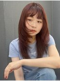 ロングレイヤー/顔まわりレイヤー/シャギーレイヤー/暖色