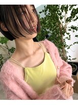 トレス(tresses)&nbsp;ぱっつんボブ×ハイライトピンク