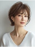 白髪ぼかし脱白髪染め似合わせショートボブ40代50代60代