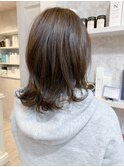福山市美容室Caary人気 柔らかマロンブラウン外ハネ冬スタイル