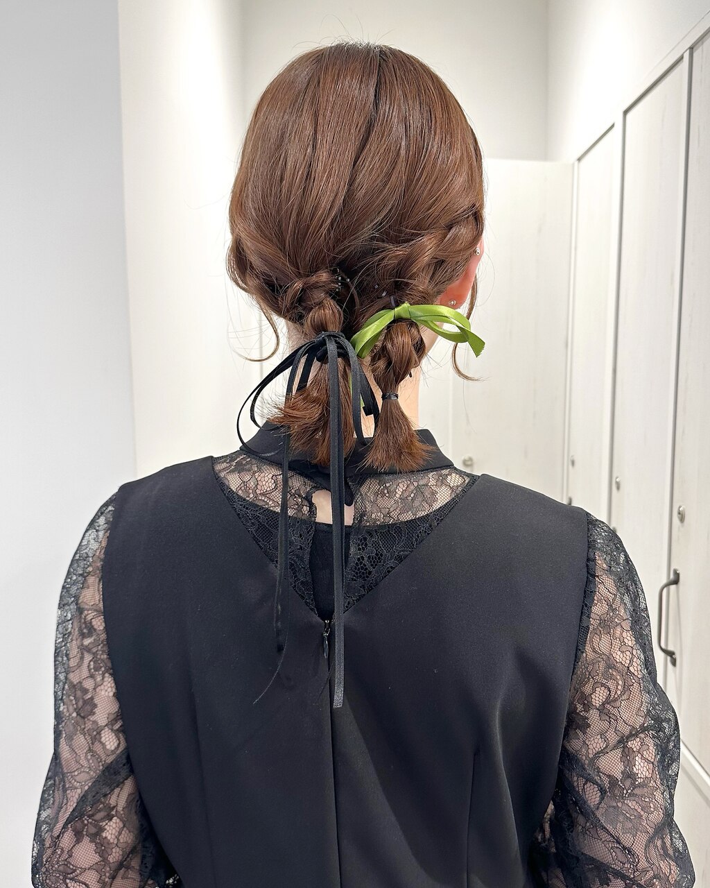 アレンジリボン　ヨコハマ ツインヘアアレンジセットミディアムボブリボンポニー編みおろし