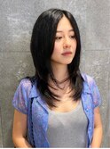 フェイスレイヤーバタフライハッシュ多毛ロングミディアムカット