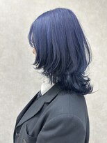 ロエン 西岡崎店(ROEN)&nbsp;#ネイビーブルー/10代/20代/ミディアムウルフ/寒色カラー