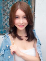 ロンド ブランシュ 錦糸町北口(Lond blanche)&nbsp;ミニウルフチェリーブラウンブリーチなしレイヤー韓国前髪