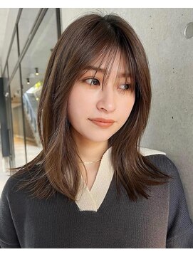 ガーデン 銀座(GARDEN) 黒髪小顔レイヤーカット前髪カット20代30代40代ココアベージュ