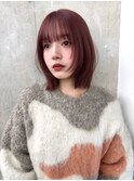 ボブ　レイヤーボブ　フェイスレイヤー　暖色カラー 
